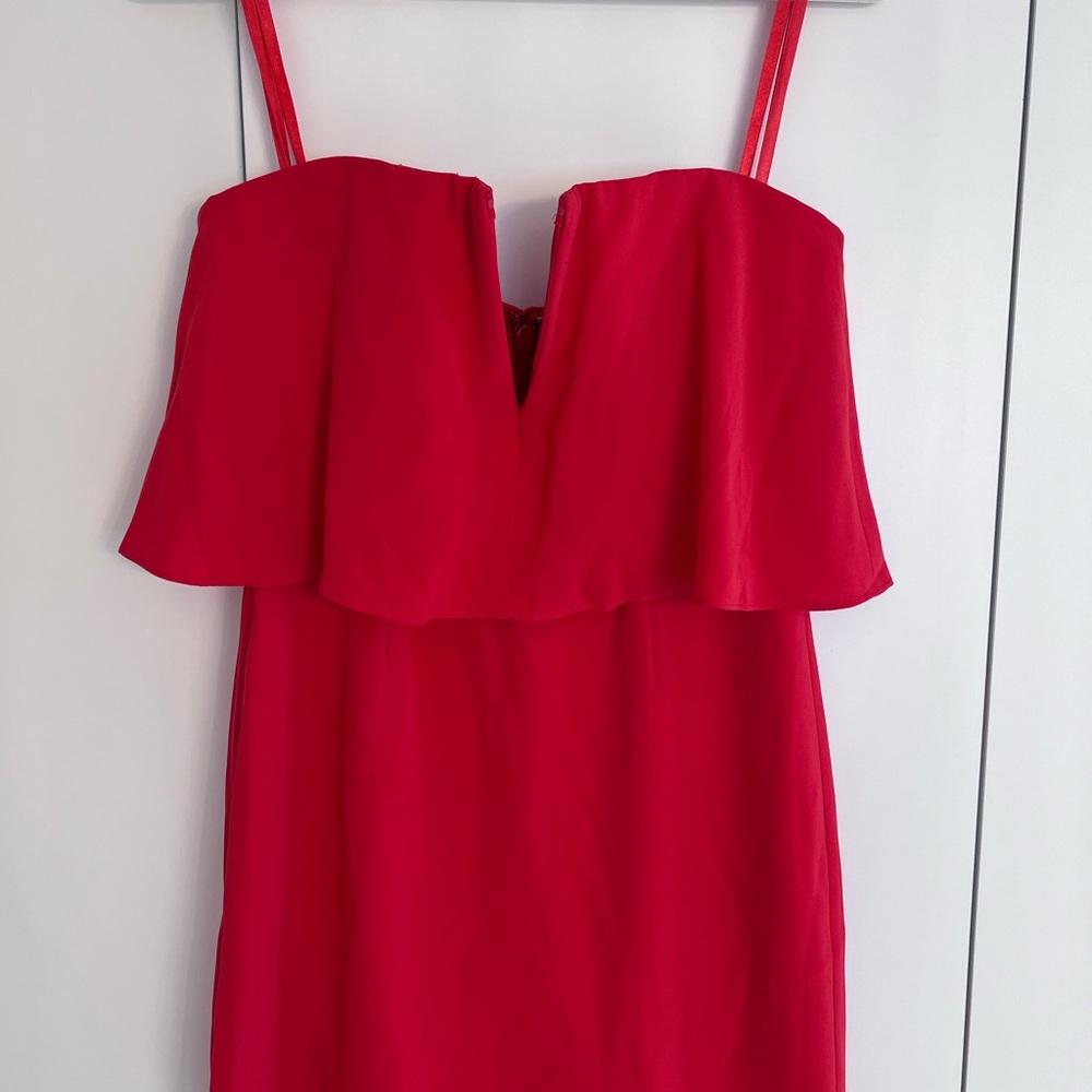 BCBGMaxAzria Red Ruffled Strapless Camisole